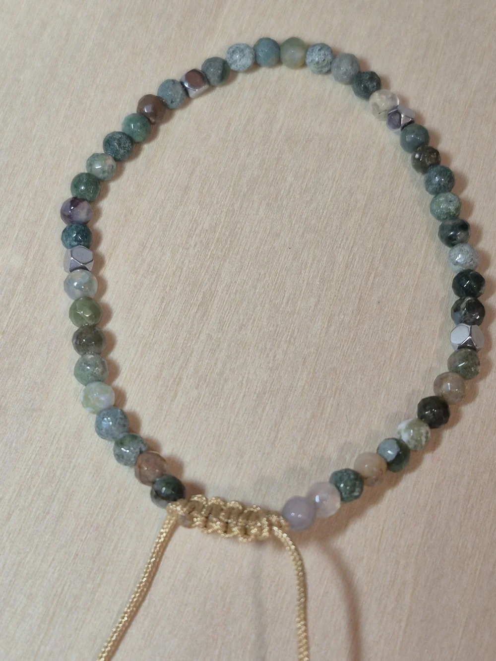 💚🩶NEW💚🩶 BEAUTIFUL!! Natural Stone MOSS AGATE Adjustable Bracelet